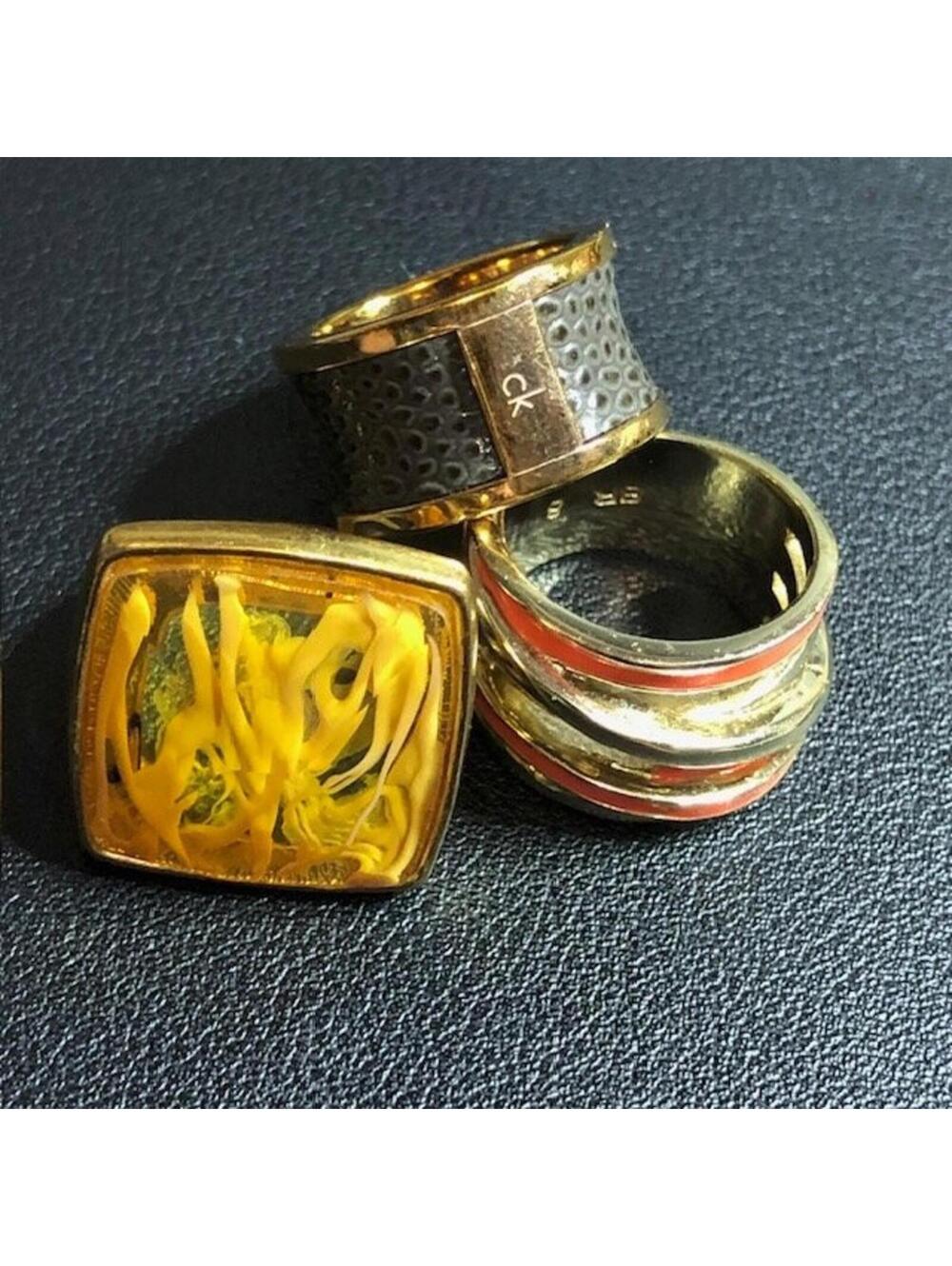 Banana Republic Gold-Tone Resin Yellow Square Statement Ring